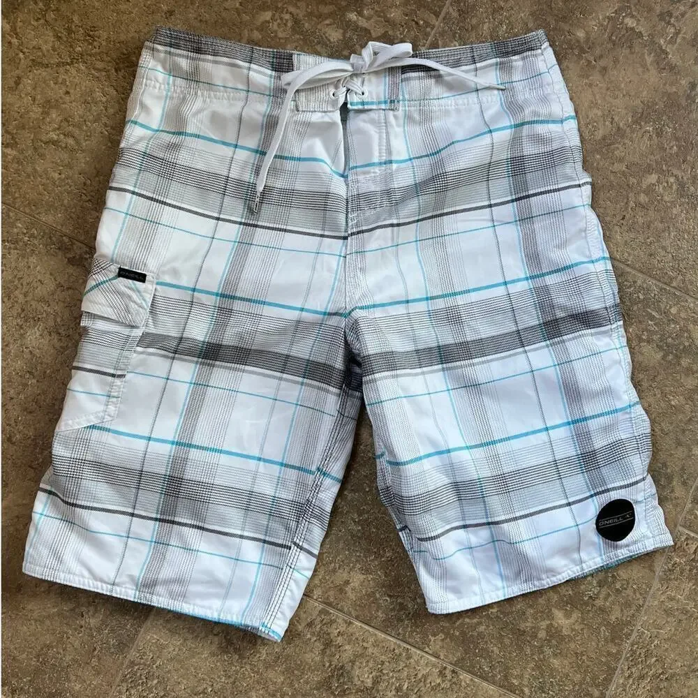 O'Neill board shorts, white and teal, Men's size 30